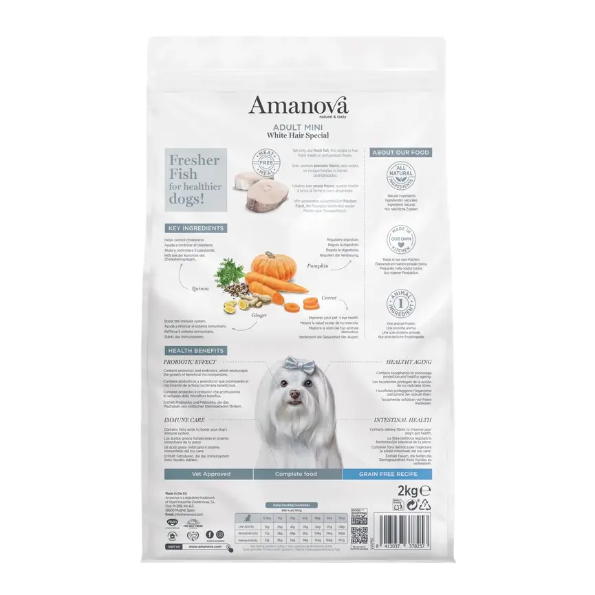 Amanova Hvid Fisk - White Hair Special, til små hunde – billede 3