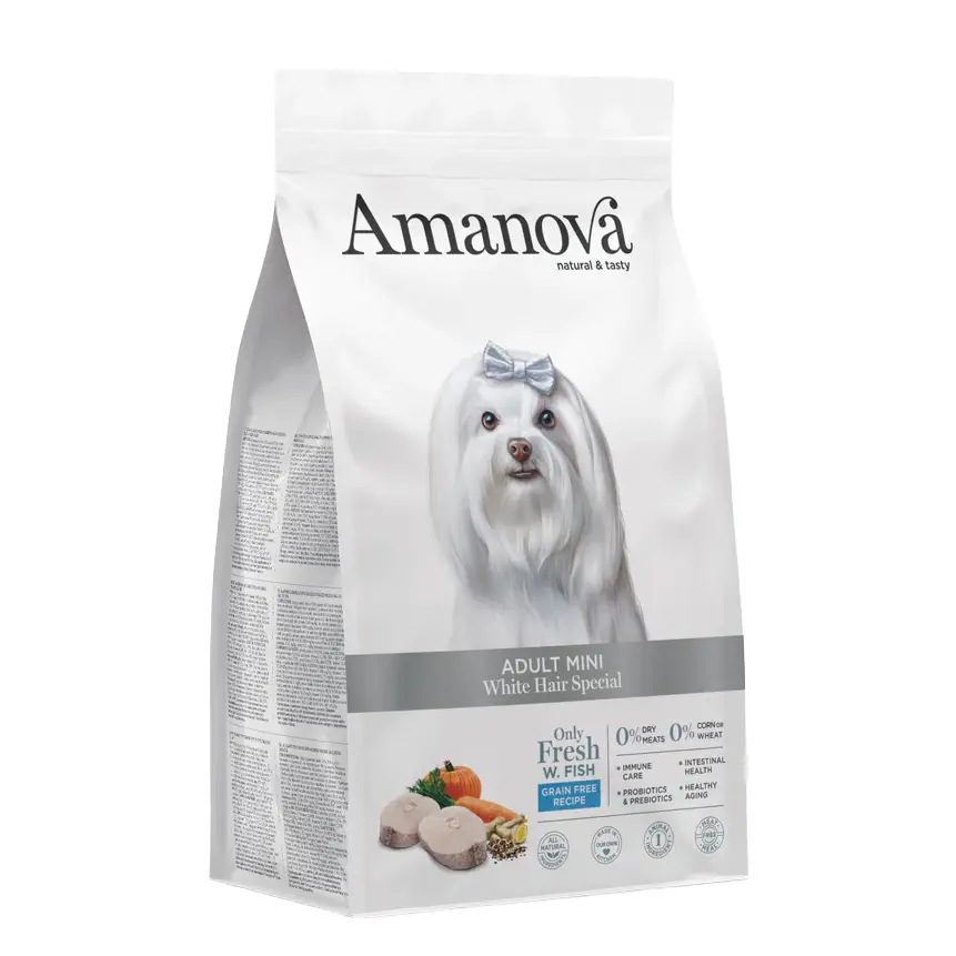 Amanova Hvid Fisk - White Hair Special, til små hunde – billede 4